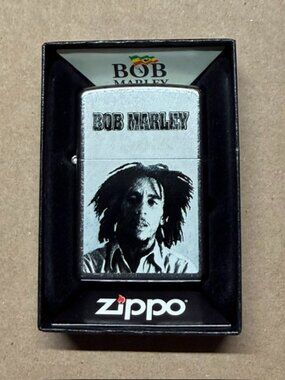 Bob Marley - B&W Face Street Chrome Zippo Lighter Brand New!